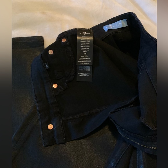 NWOT 7 FOR ALL MANKIND B(AIR) High Waisted Ankle Skinny Jean in Coated Black 27 - Picture 12 of 16